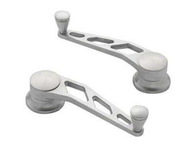 Window Crank Handles, Lokar Windowed Billet Aluminum, Pair, Brushed, GM 1955-1957