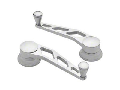 Window Crank Handles, Lokar Windowed Billet Aluminum, Pair, Polished, GM 1949-1954