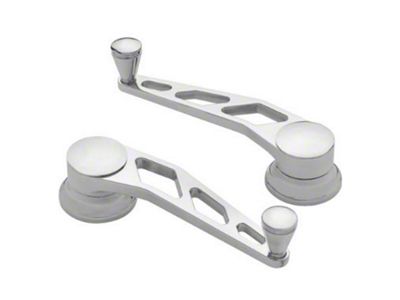 Window Crank Handles, Lokar Windowed Billet Aluminum, Pair, Polished, GM 1955-1957