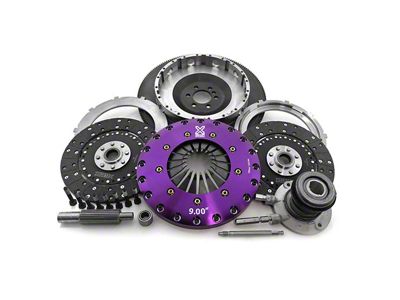 X-Clutch 9-Inch Twin Solid Organic Disc Clutch Kit with Chromoly Flywheel and Hydraulic Release Bearing; 26-Spline (98-02 5.7L Firebird)